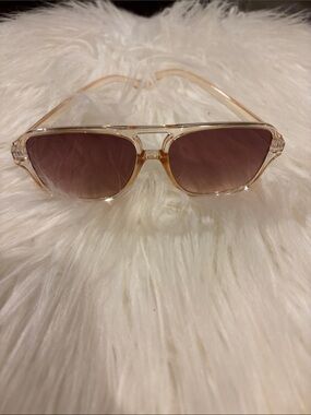 Transparent Frame Sunglasses with Pink Gradient Lenses